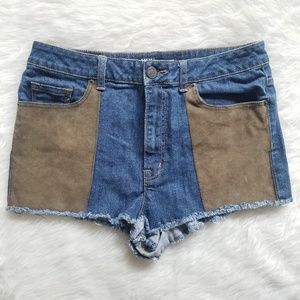 BDG High Rise Cheeky Shorts. Frayed. Suede. 32